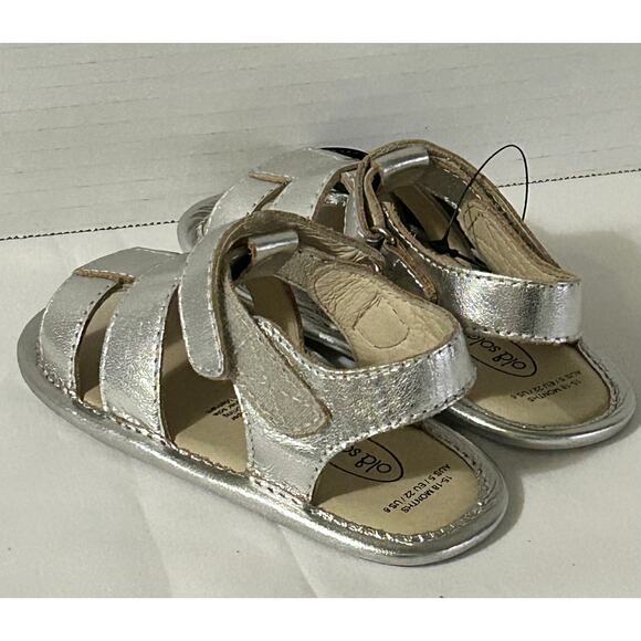 NWT Sandals-Old Sole Australia-Silver Leather Fisherman Sandals for Toddler Girl - Picture 3 of 5